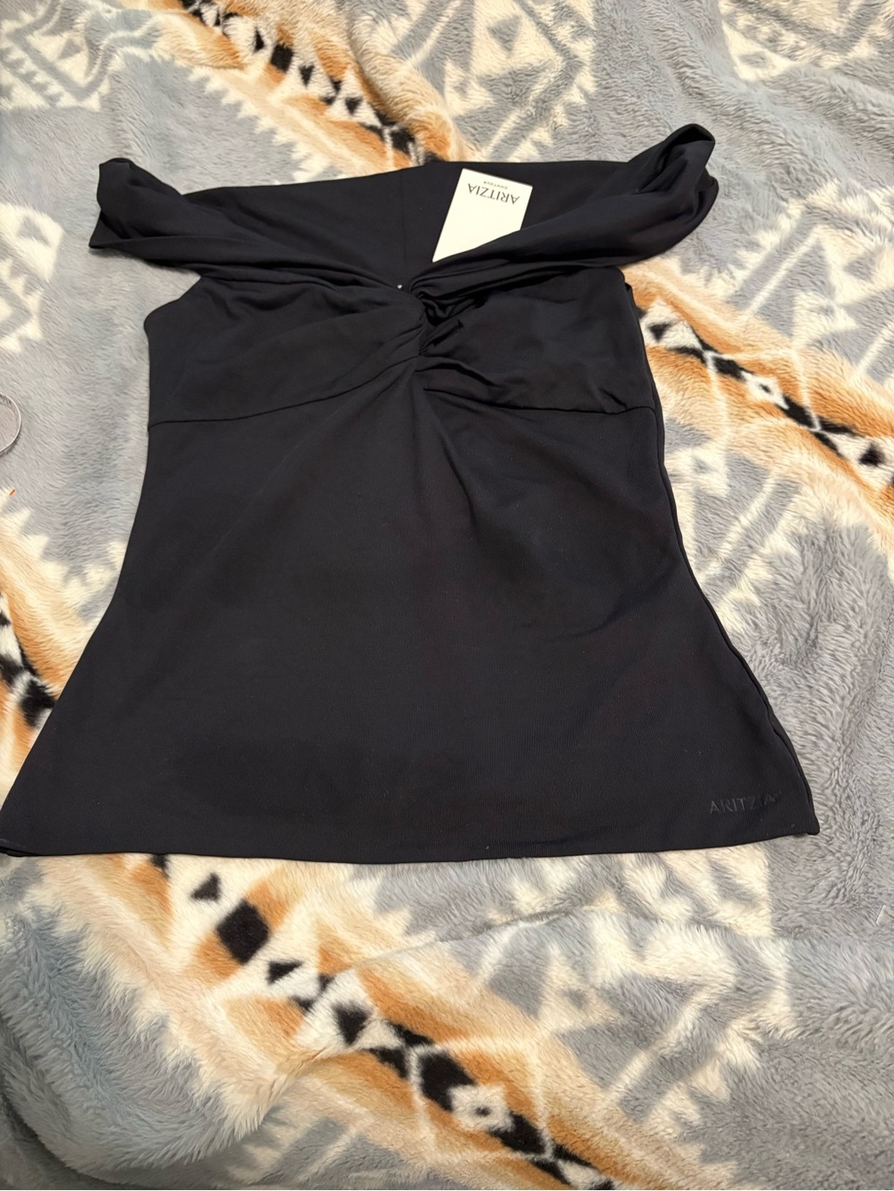 Aritzia Black Off-Shoulder Twist-Front Camisole